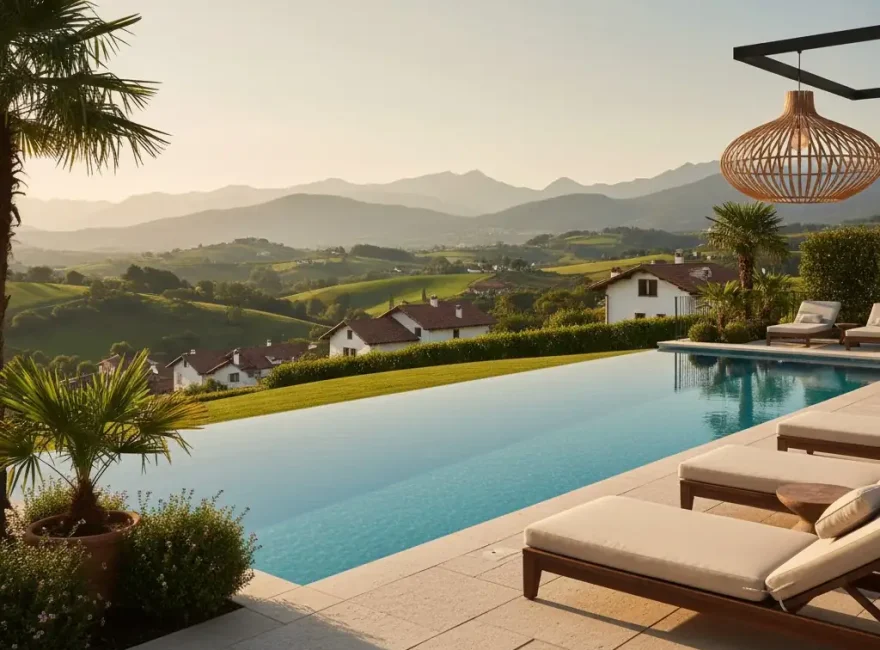 Piscine premium au Pays Basque, illustrant un contrat d’entretien sur-mesure